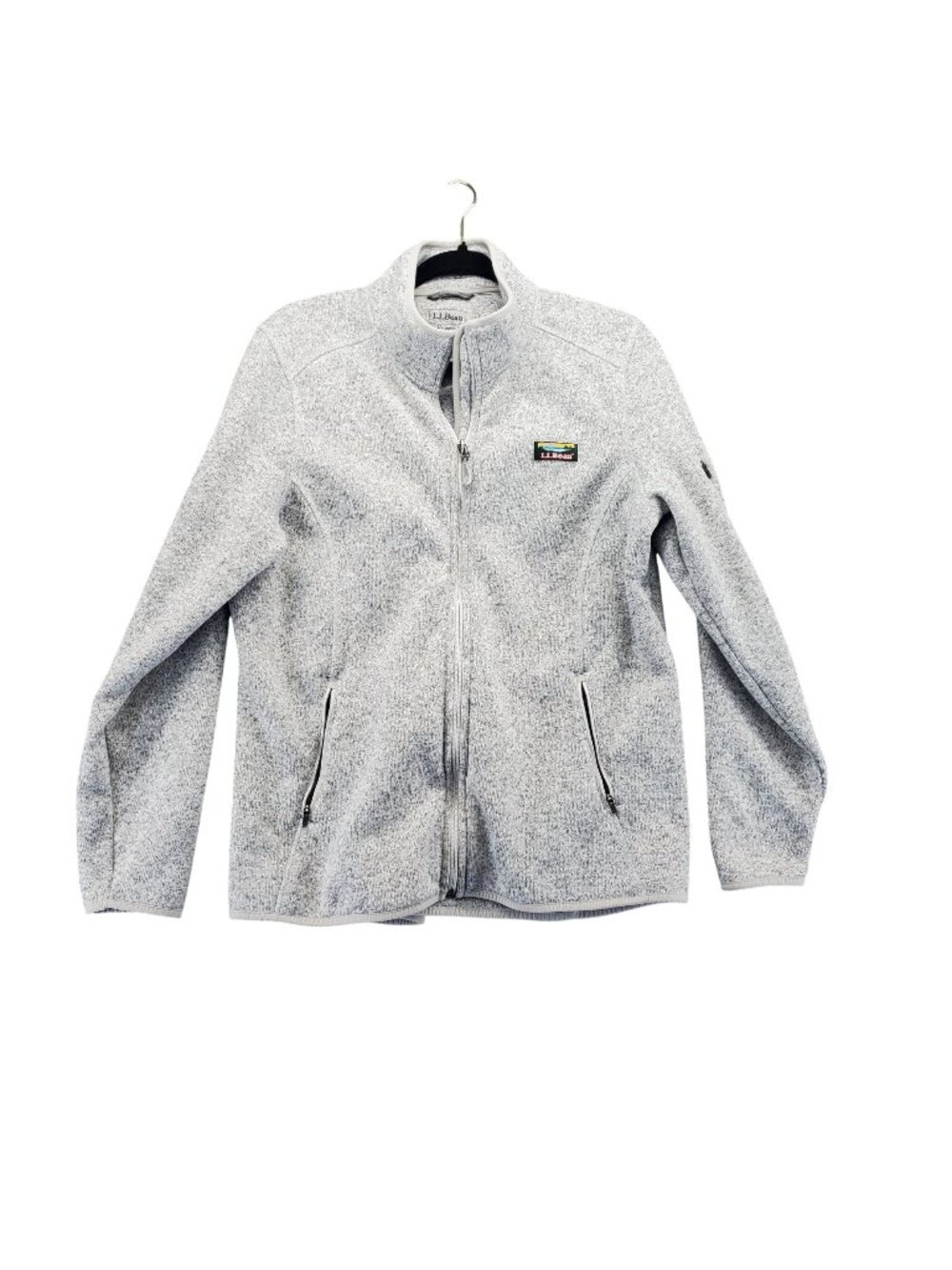 L.L. Bean Jacket Womens XL Gray Heathered Full-Zip Fleece Pockets Casual